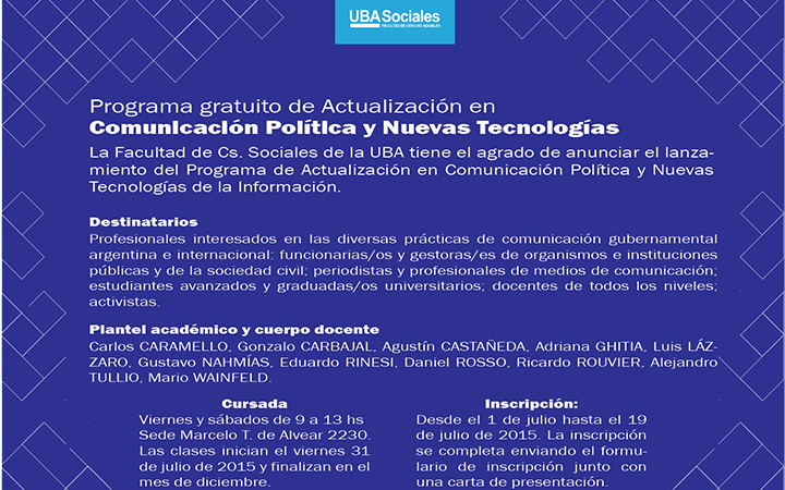 Curso de actualización en Comunicación Política y Nuevas Tecnologías en UBA