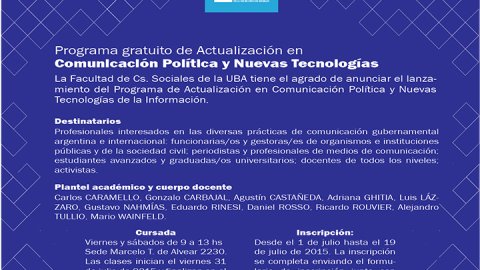 Curso de actualización en Comunicación Política y Nuevas Tecnologías en UBA