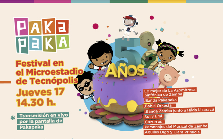Pakapaka festeja su quinto cumpleaños en Tecnópolis