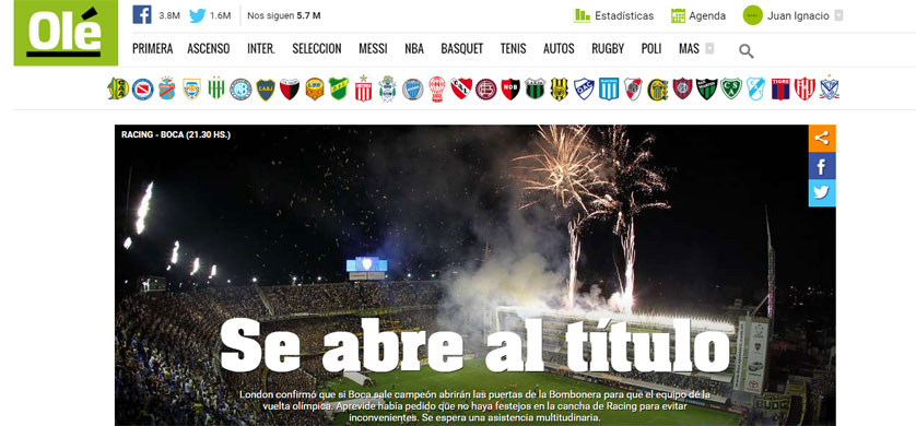 Olé renovó su web e incorporó la personalización de contenidos
