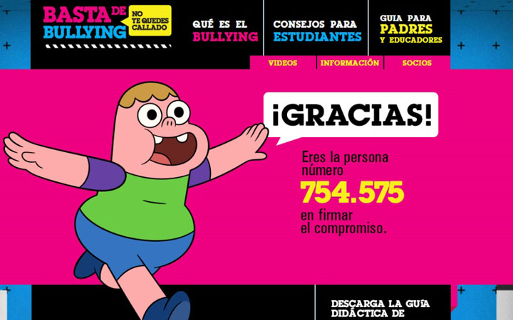 Cartoon Network invita a firmar el pacto para combatir el bullying