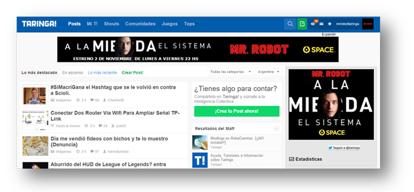 Taringa! fue elegida por Carat como publisher estratégico