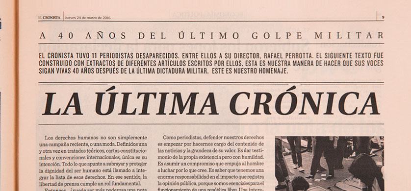 “La Última Crónica”, de Grey para el Cronista Comercial