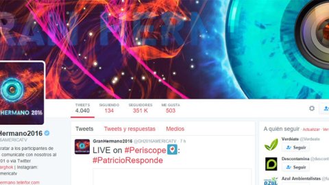 América presenta contenidos de "Gran Hermano 2016" en Twitter