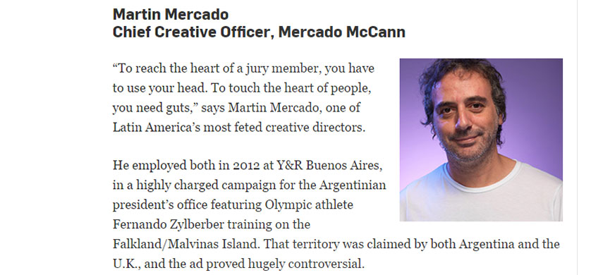 Martín Mercado, destacado en el Adweek Top 10 Global