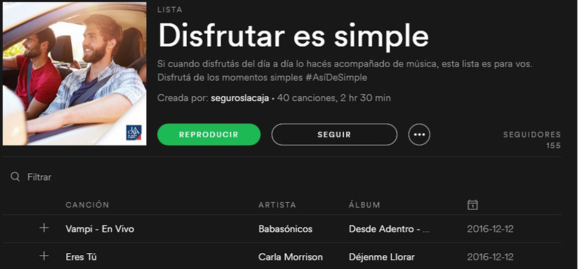 La Caja decidió seguir posicionando su marca en Spotify