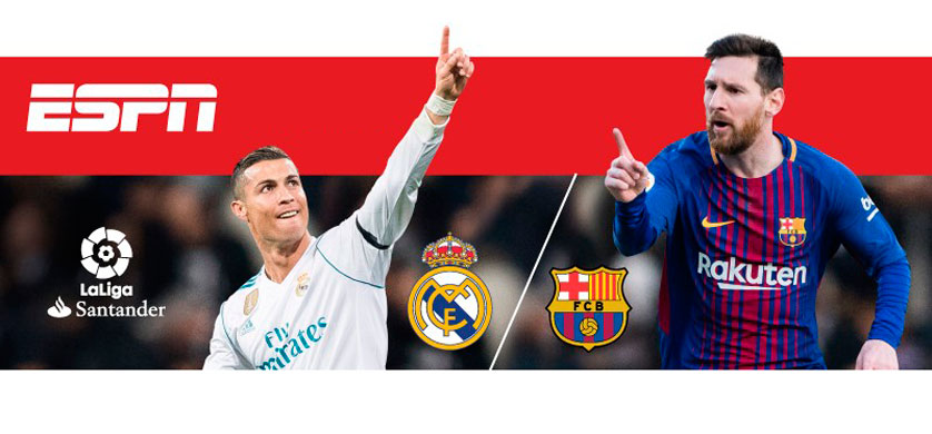 ESPN transmite en vivo el clásico Real Madrid vs. Barcelona