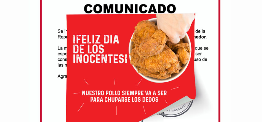 “Comunicado oficial”, acción de KFC Argentina y Rapp para el Día de los Inocentes