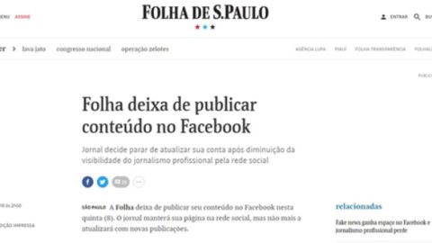  El diario brasileño Folha de Sao Pablo dejará de publicar en Facebook