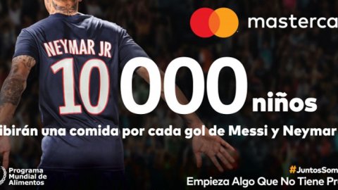 Mastercard donará 10 mil comidas por cada gol de Messi y Neymar Jr.