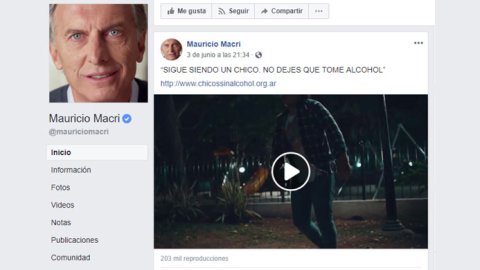Mauricio Macri se sumó a la campaña #ChicosSinAlcohol