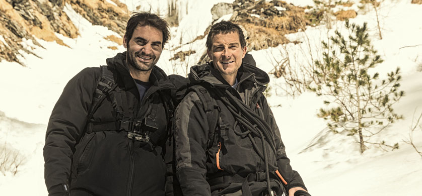 Roger Federer llega a Discovery junto a Bear Grylls