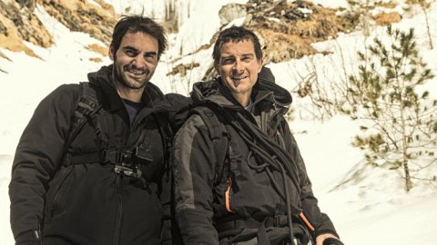 Roger Federer llega a Discovery junto a Bear Grylls