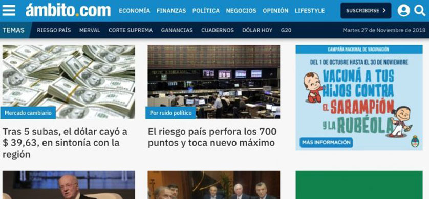 Ámbito.com presentó el resideño de su portada
