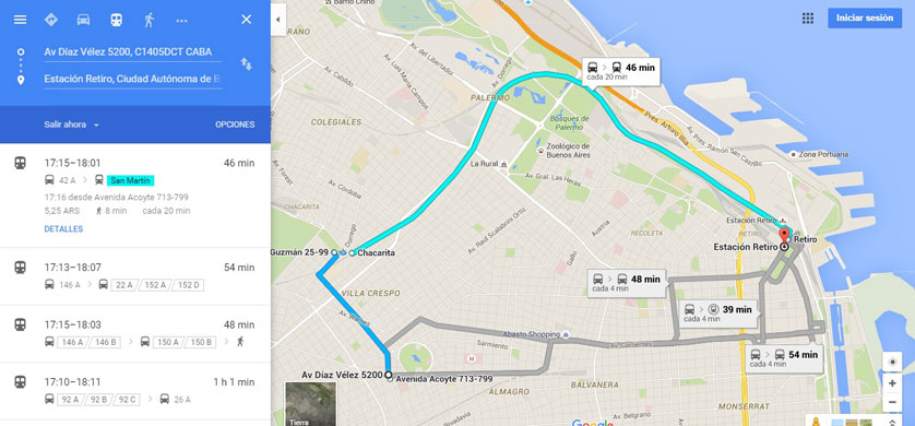 Google Maps suma el transporte público a sus consultas de tránsito