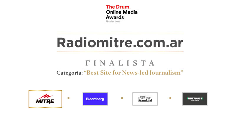 Radiomitre.com.ar finalista de The Drum Online Media Awards 2019