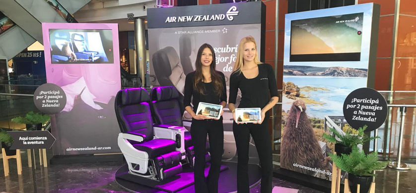 Acción de Air New Zealand en el Dot Baires Shopping