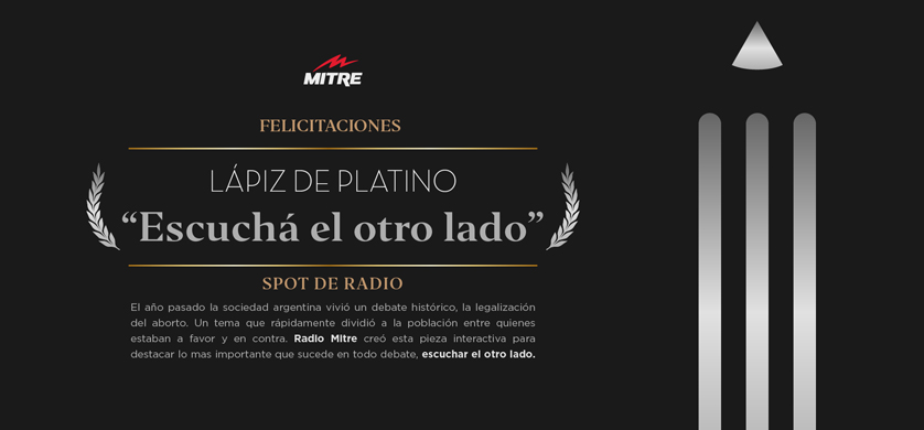 "Escuchá el otro lado", la campaña de Radio Mitre que ganó el Lápiz de Platino