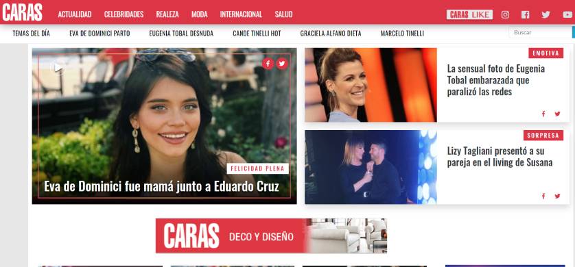 Caras fue el sitio de revistas argentinas más leído en agosto