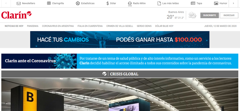 Clarín y La Nación levantan muros de pago por el coronavirus