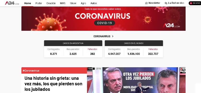 A24.com reportó un crecimiento de audiencia durante abril