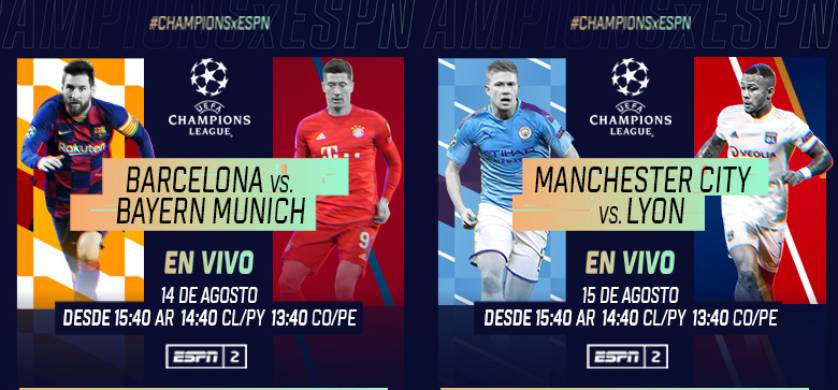 ESPN transmite la definición de la Champions y la Europa League
