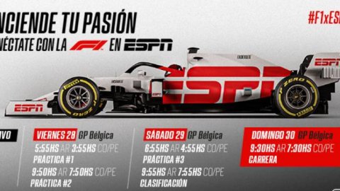 ESPN transmite este fin de semana el Gran Premio de F1 en Bélgica