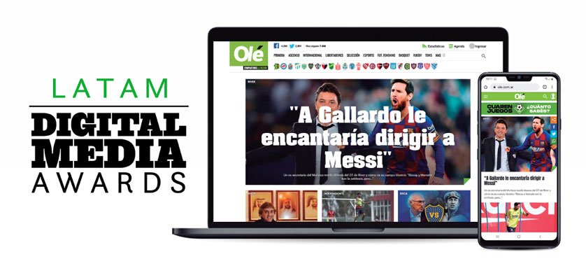 Olé, distinguido como el mejor sitio deportivo y de entretenimiento de Latinoamérica