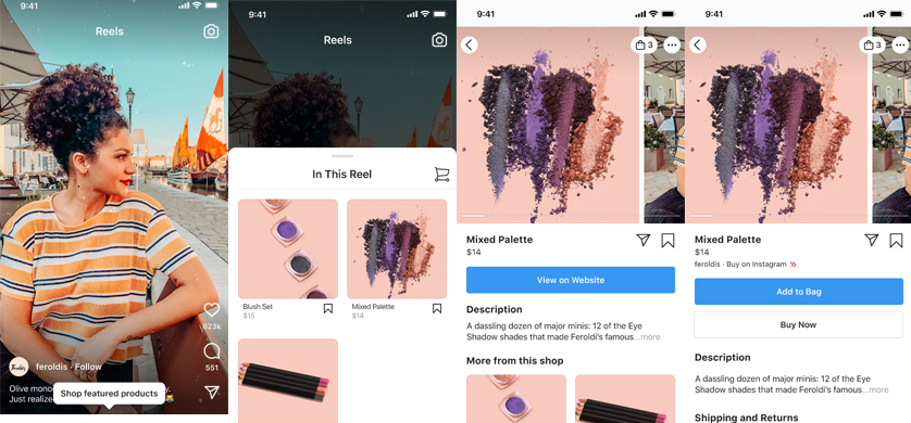 Instagram Shopping ahora llega a Reels