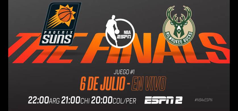 ESPN transmite la final de la NBA entre Phoenix Suns y Milwaukee Bucks