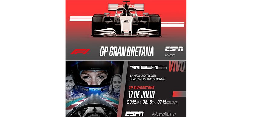 ESPN transmite en vivo el GP de Gran Bretaña de F1 y el W-Series en Silverstone