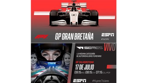 ESPN transmite en vivo el GP de Gran Bretaña de F1 y el W-Series en Silverstone