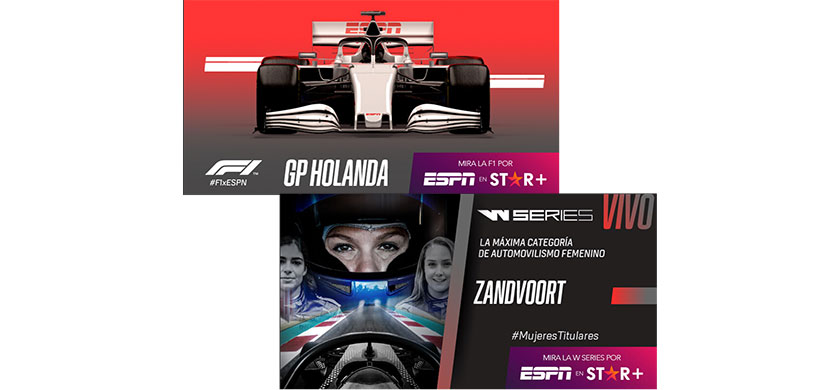 ESPN y Star+ transmiten en vivo el GP de Holanda de F1 y el W-Series en Zandvoort