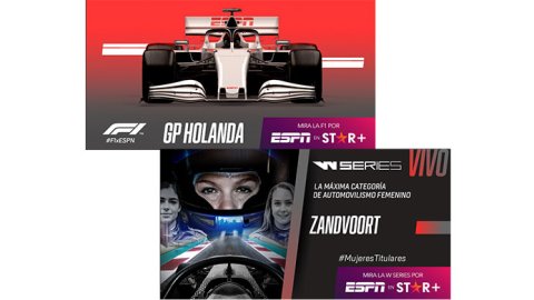ESPN y Star+ transmiten en vivo el GP de Holanda de F1 y el W-Series en Zandvoort