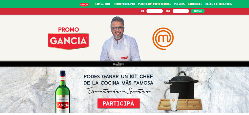 Promo Gancia para ganar un kit chef y sentirse un participante de Masterchef