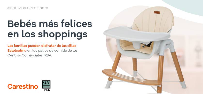 Co-branding entre Carestino e IRSA: sillas de comer en shoppings