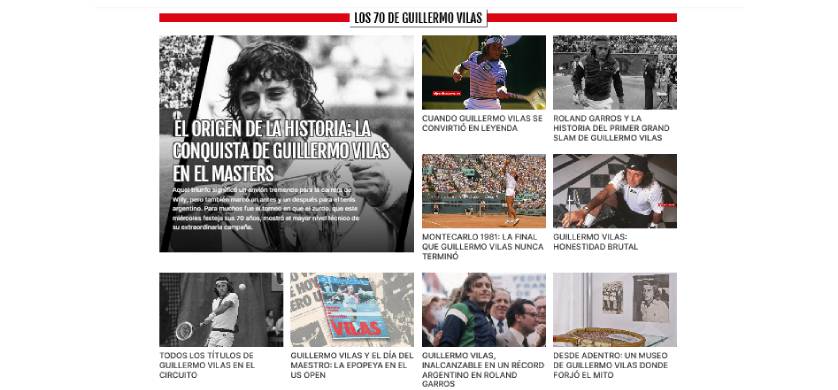 El Gráfico celebra los 70 años de Guillermo Vilas con un especial en su web