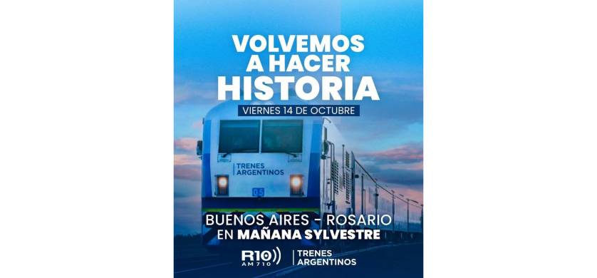 Transmisión especial de Radio 10 desde un tren en movimiento a Rosario