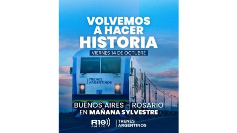 Transmisión especial de Radio 10 desde un tren en movimiento a Rosario