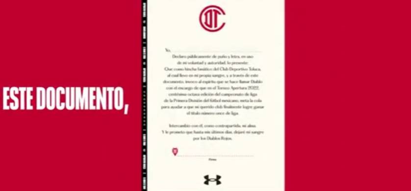 "Pacto", de Niña y Under Armour para el Deportivo Toluca