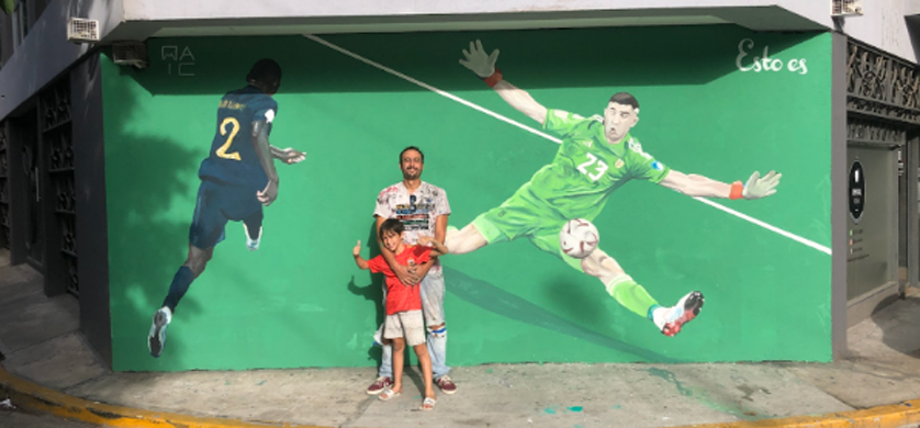 La épica atajada del Dibu Martínez hecha mural en Palermo