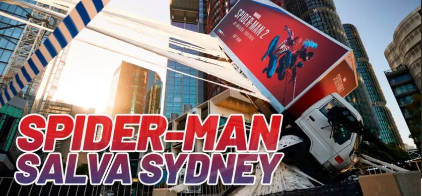 Spider-Man salva un camión en una increíble campaña de Marvel's Spider-Man 2 en Australia