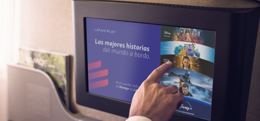 LATAM es el primer grupo de aerolíneas en Sudamérica en sumar contenido de Disney+ al entretenimiento a bordo