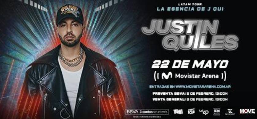 Musictop TV es sponsor de Justin Quiles en el Movistar Arena el 22 de Mayo