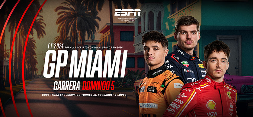 ESPN y STAR+ transmiten en vivo el GP de Miami de Fórmula 1