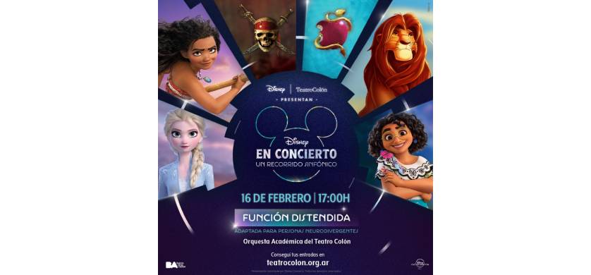 Disney en Concierto tendrá una función distendida en el Teatro Colón
