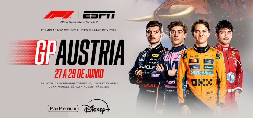 ESPN trae a DISNEY+ el prometedor GP de Austria de F1