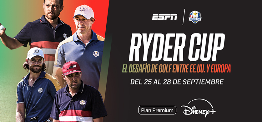 ESPN trae a DISNEY+ el golf de la fascinante Ryder Cup, con Estados Unidos vs. Europa Golf