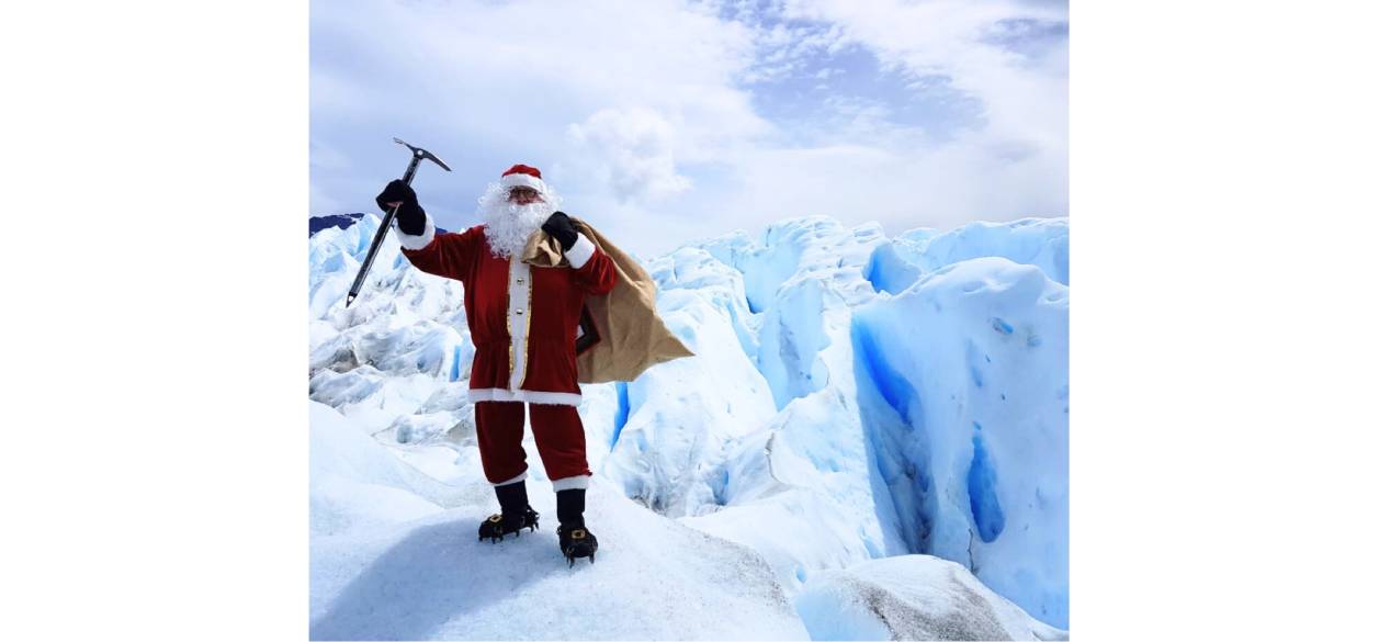 Hielo & Aventura presenta una nueva llegada de Papá Noel al Glaciar Perito Moreno