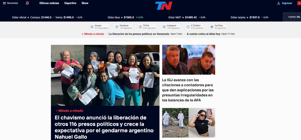 Sitios digitales (con Social): TN lideró noviembre y los medios regionales ganaron peso en el ranking
